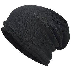 Men's Slouch Beanie Skull Cap Roll-black